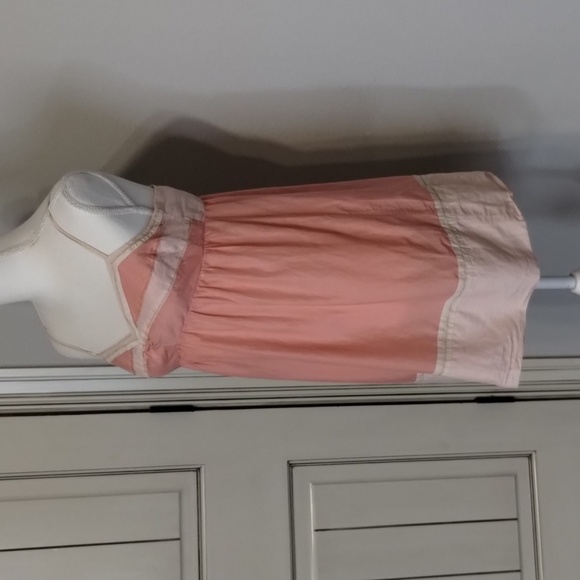 Anthropologie Feather Bone dress adj strap pink gold size medium silk blend med - Picture 2 of 11